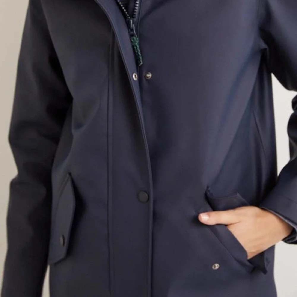 Boden Longline Raincoat Size 2 Petite in Navy Blue NEW - Picture 2 of 9